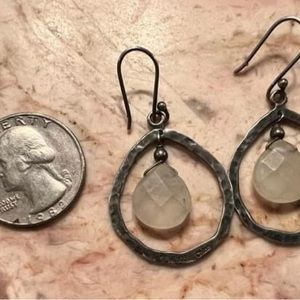 Vintage Silpada oxidized lightly hammered Sterling rutilated quartz earrings